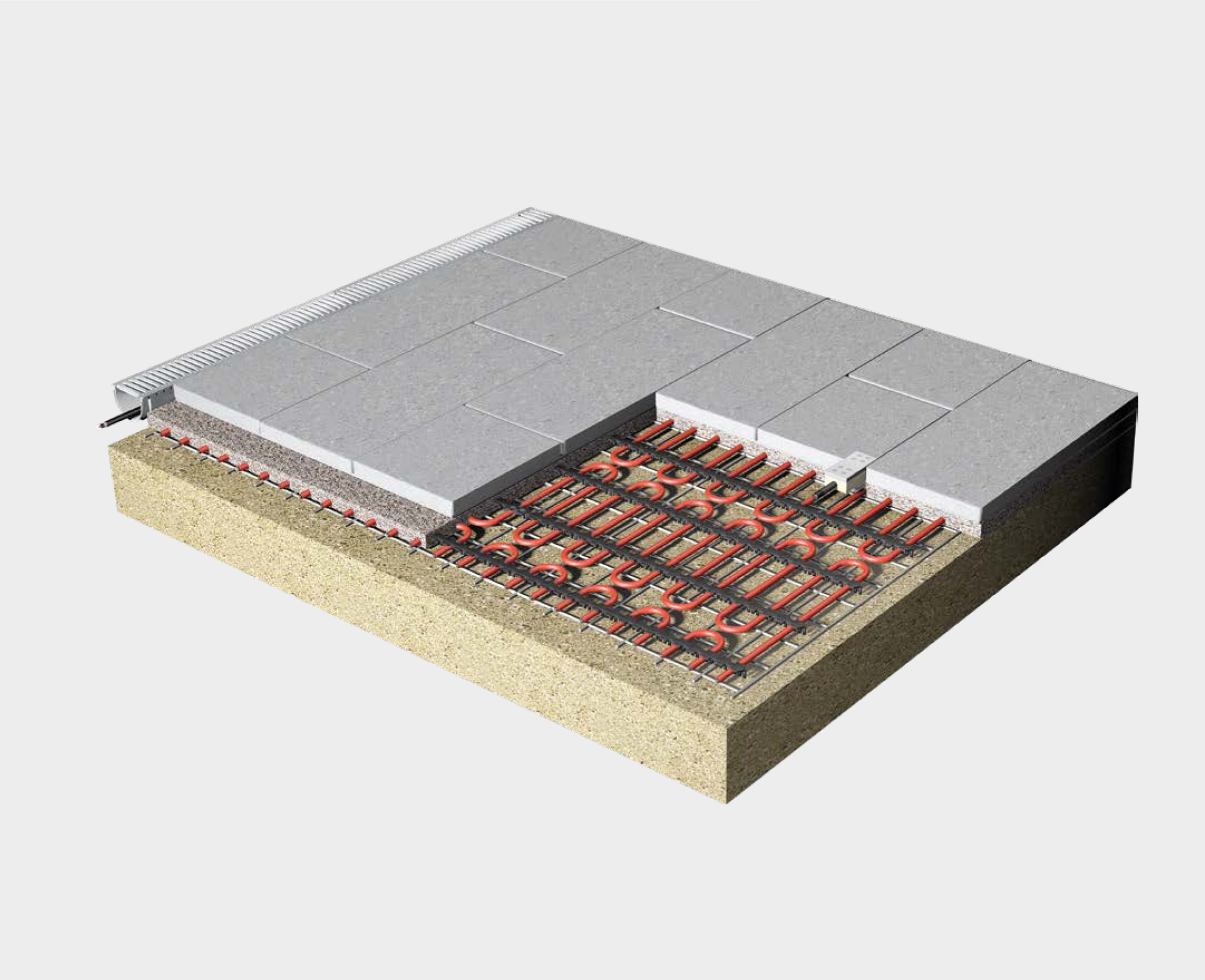 Freiflächenheizsysteme DÖRING Heizmattensystem SXF- Einbau unter Pflasterbelag